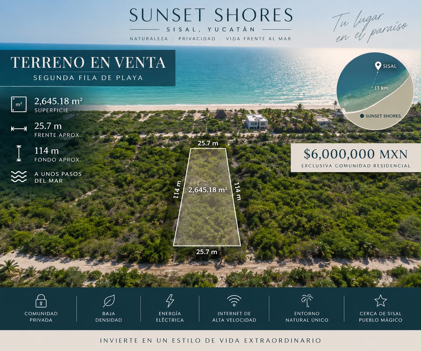 Sunset Shores — beachfront land, Sisal, Yucatán